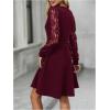 image:imageGORGLITTER Womens Lace Long Sleeve Mini Dress Elegant Classy Fall Casual V Neck Birthday Cocktail Dinner Party DressesBurgundy
