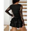 image:imageGORGLITTER Womens Lace Long Sleeve Mini Dress Fall Y2K Sexy Ruched Layered Ruffle Night Out Birthday Party DressesBlack