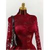 image:imageGORGLITTER Womens Lace Mini Dress Sheer Mesh Ruched Long Sleeve Bodycon Formal Night Out Birthday Party Sexy DressesRose Red