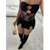 image:imageGORGLITTER Womens Lace Mini Dresses Cut Out Strapless Mesh Tube Bodycon Dress Sexy Rave Concert Club OutfitsBlack Floral