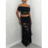 image:imageGORGLITTER Womens Lace Pencil Maxi Long Skirts Trendy Y2k Sexy High Waisted Flowy Ruched Rave Concert Going Out SkirtsBlack