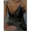 image:imageGORGLITTER Womens Lace V Neck Satin Dress Spaghetti Strap Tie Backless Sexy Wedding Guest Party Mini DressesBlack