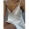 image:imageGORGLITTER Womens Lace V Neck Satin Dress Spaghetti Strap Tie Backless Sexy Wedding Guest Party Mini DressesWhite