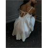 image:imageGORGLITTER Womens Lace V Neck Satin Dress Spaghetti Strap Tie Backless Sexy Wedding Guest Party Mini DressesWhite Lace Trim
