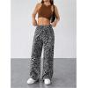 image:imageGORGLITTER Womens Leopard Cheetah Print Pants Trendy Animal Wide Leg Elastic Waist Drawstring Loose Joggers PantGrey