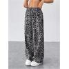 image:imageGORGLITTER Womens Leopard Cheetah Print Pants Trendy Animal Wide Leg Elastic Waist Drawstring Loose Joggers PantGrey