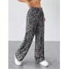 image:imageGORGLITTER Womens Leopard Cheetah Print Pants Trendy Animal Wide Leg Elastic Waist Drawstring Loose Joggers PantGrey
