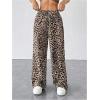 image:imageGORGLITTER Womens Leopard Cheetah Print Pants Trendy Animal Wide Leg Elastic Waist Drawstring Loose Joggers PantMulticolor