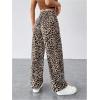 image:imageGORGLITTER Womens Leopard Cheetah Print Pants Trendy Animal Wide Leg Elastic Waist Drawstring Loose Joggers PantMulticolor