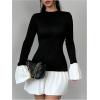 image:imageGORGLITTER Womens Long Sleeve Bubble Dress Fall Trendy Color Block Cocktail Birthday Dinner Going Out Mini DressesBlack and White