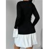 image:imageGORGLITTER Womens Long Sleeve Bubble Dress Fall Trendy Color Block Cocktail Birthday Dinner Going Out Mini DressesBlack and White