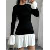image:imageGORGLITTER Womens Long Sleeve Bubble Dress Fall Trendy Color Block Cocktail Birthday Dinner Going Out Mini DressesBlack and White