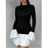 image:imageGORGLITTER Womens Long Sleeve Bubble Dress Fall Trendy Color Block Cocktail Birthday Dinner Going Out Mini DressesBlack and White