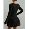 image:imageGORGLITTER Womens Long Sleeve Bubble Mini Dresses Elegant Classy Mock Neck Y2k Fall Cocktail Brunch Date Night DressesBlack Petite