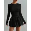 image:imageGORGLITTER Womens Long Sleeve Bubble Mini Dresses Elegant Classy Mock Neck Y2k Fall Cocktail Brunch Date Night DressesBlack Petite