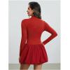 image:imageGORGLITTER Womens Long Sleeve Bubble Mini Dresses Elegant Classy Mock Neck Y2k Fall Cocktail Brunch Date Night DressesSolid Red