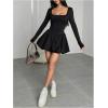 image:imageGORGLITTER Womens Long Sleeve Square Neck Mini Bubble Dress Y2k Goth Sheer Mesh See Through Fall Cocktail Dresses 2025Black