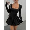image:imageGORGLITTER Womens Long Sleeve Square Neck Mini Bubble Dress Y2k Goth Sheer Mesh See Through Fall Cocktail Dresses 2025Black