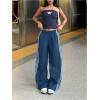 image:imageGORGLITTER Womens Low Rise Side Striped Green Track Pants Y2K Wide Leg Loose Baggy Parachute Going Out Palazzo SweatpantsDusty Blue