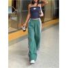 image:imageGORGLITTER Womens Low Rise Side Striped Green Track Pants Y2K Wide Leg Loose Baggy Parachute Going Out Palazzo SweatpantsGreen