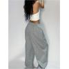 image:imageGORGLITTER Womens Low Rise Wide Leg Sweatpants Casual Drawstring Elastic Waist Baggy Track Sweat Pants with PocketsGrey