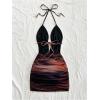 image:imageGORGLITTER Womens Mesh Beaded Halter Mini Dress Cocktail Party Tie Backless Y2K Night Out Bodycon DressMulticolor