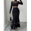 image:imageGORGLITTER Womens Mesh Bodycon Fishtail Maxi Dress Long Sleeve Mock Neck Cocktail Prom Long Dresses Elegant ClassyBlack