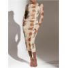 image:imageGORGLITTER Womens Mesh Long Sleeve Bodycon Midi Dress Fall Cocktail Birthday Dinner Wedding Guest Going Out DressesBrown