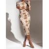 image:imageGORGLITTER Womens Mesh Long Sleeve Bodycon Midi Dress Fall Cocktail Birthday Dinner Wedding Guest Going Out DressesBrown