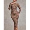 image:imageGORGLITTER Womens Mesh Long Sleeve Bodycon Midi Dress Fall Cocktail Birthday Dinner Wedding Guest Going Out DressesBrown Leopard