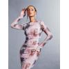 image:imageGORGLITTER Womens Mesh Long Sleeve Bodycon Midi Dress Fall Cocktail Birthday Dinner Wedding Guest Going Out DressesBurgundy