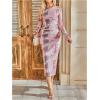 image:imageGORGLITTER Womens Mesh Long Sleeve Bodycon Midi Dress Fall Cocktail Birthday Dinner Wedding Guest Going Out DressesPink Multi