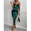 image:imageGORGLITTER Womens Mesh Ruched Bodycon Birthday Midi Dress Tie Dye Asymmetrical Party Going Out Wedding Guest DressesDark Green Tie Dye