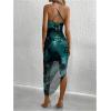 image:imageGORGLITTER Womens Mesh Ruched Bodycon Birthday Midi Dress Tie Dye Asymmetrical Party Going Out Wedding Guest DressesDark Green Tie Dye
