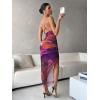 image:imageGORGLITTER Womens Mesh Ruched Bodycon Birthday Midi Dress Tie Dye Asymmetrical Party Going Out Wedding Guest DressesMulticolor