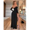 image:imageGORGLITTER Womens Off Shoulder Bodycon Maxi Dress High Slit Long Sleeve Club Flowy Long Dresses Wedding Guest Dress FallBlack