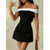 image:imageGORGLITTER Womens Off The Shoulder Bodycon Mini Dress Elegant Classy Summer Wedding Guest Cocktail Party SundressesBlack