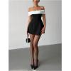 image:imageGORGLITTER Womens Off The Shoulder Bodycon Mini Dress Elegant Classy Summer Wedding Guest Cocktail Party SundressesBlack and White