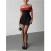 image:imageGORGLITTER Womens Off The Shoulder Bodycon Mini Dress Elegant Classy Summer Wedding Guest Cocktail Party SundressesRed and Black
