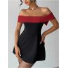image:imageGORGLITTER Womens Off The Shoulder Bodycon Mini Dress Elegant Classy Summer Wedding Guest Cocktail Party SundressesRed and Black
