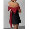 image:imageGORGLITTER Womens Off The Shoulder Bodycon Mini Dress Elegant Classy Summer Wedding Guest Cocktail Party SundressesRed and Black