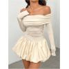 image:imageGORGLITTER Womens Off The Shoulder Bubble Dress Elegant Classy Fall Long Sleeve Birthday Festival Going Out Mini DressApricot