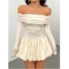 image:imageGORGLITTER Womens Off The Shoulder Bubble Dress Elegant Classy Fall Long Sleeve Birthday Festival Going Out Mini DressApricot
