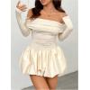 image:imageGORGLITTER Womens Off The Shoulder Bubble Dress Elegant Classy Fall Long Sleeve Birthday Festival Going Out Mini DressApricot