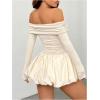 image:imageGORGLITTER Womens Off The Shoulder Bubble Dress Elegant Classy Fall Long Sleeve Birthday Festival Going Out Mini DressApricot