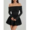 image:imageGORGLITTER Womens Off The Shoulder Bubble Dress Elegant Classy Fall Long Sleeve Birthday Festival Going Out Mini DressBlack