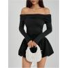 image:imageGORGLITTER Womens Off The Shoulder Bubble Dress Elegant Classy Fall Long Sleeve Birthday Festival Going Out Mini DressBlack
