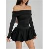 image:imageGORGLITTER Womens Off The Shoulder Bubble Dress Elegant Classy Fall Long Sleeve Birthday Festival Going Out Mini DressBlack