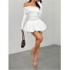 image:imageGORGLITTER Womens Off The Shoulder Bubble Dress Elegant Classy Fall Long Sleeve Birthday Festival Going Out Mini DressWhite