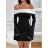 image:imageGORGLITTER Womens Off The Shoulder Mini Dress Elegant Classy Fall Long Sleeve Cocktail Dinner Birthday Going Out DressBlack